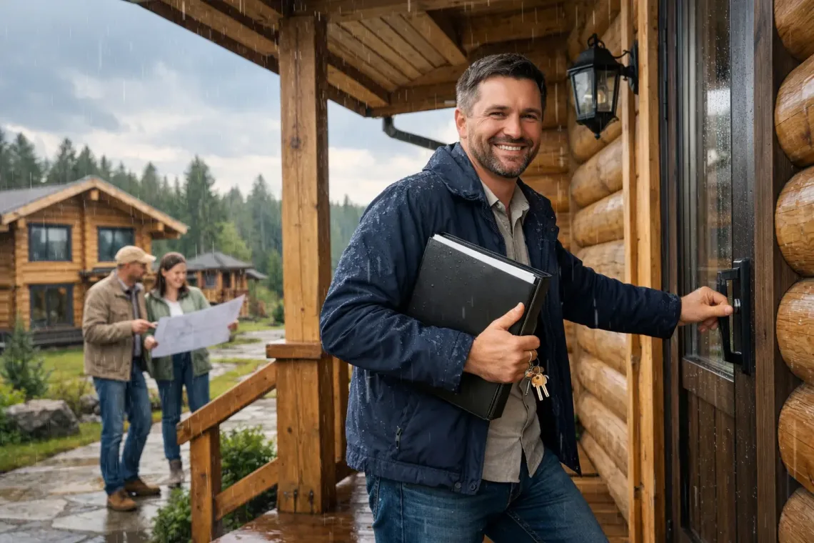 Документы на загородный деревянный дом у крыльца